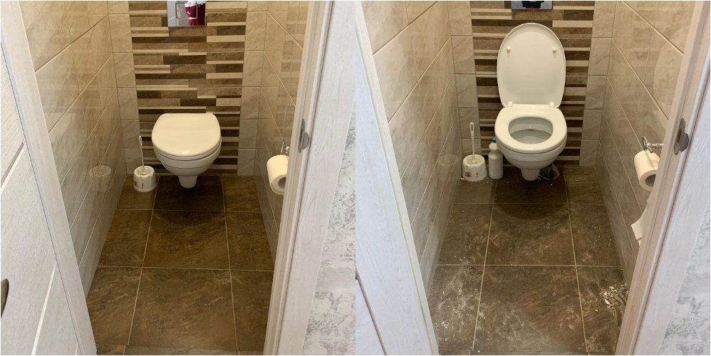 Cómo limpiar las juntas del suelo del baño: antes y después